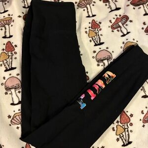 Black PINK YOGA Rainbow Logo Leggings Size Small